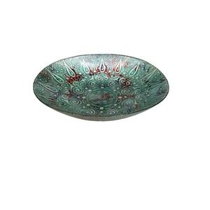 Turkish Topkapi Collection Large 12x9" Art Glass Oval Reverse Enamel Beautiful